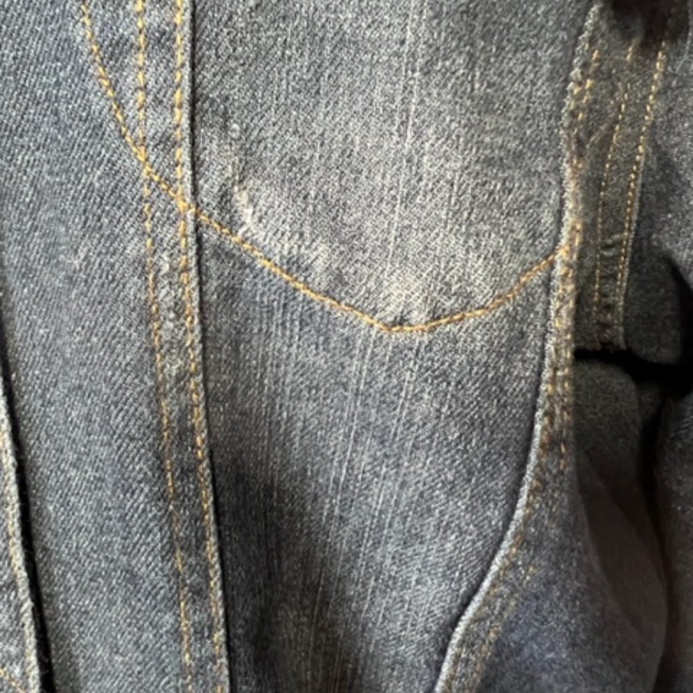 Roomates Womens Dark Wash Jean Denim Moto Studded Button Down Jacket  Size 1X - Picture 6 of 9